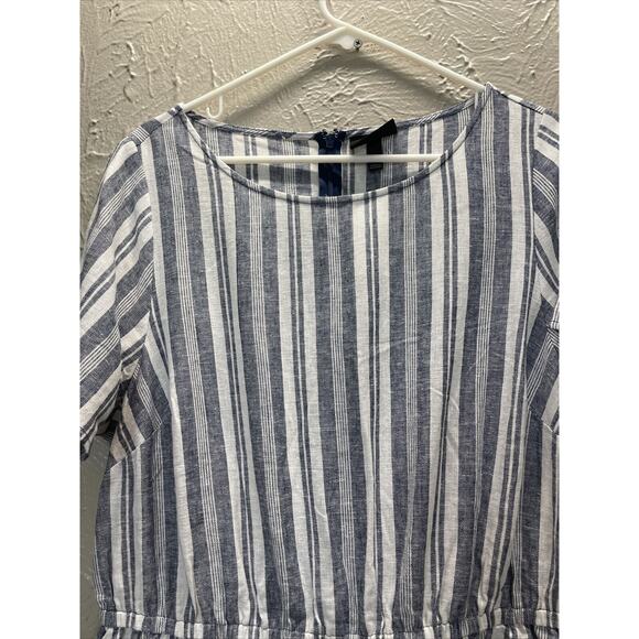 Lane Bryant Women's Striped Zip Back Linen Romper Shorts Size 14 - Picture 2 of 5